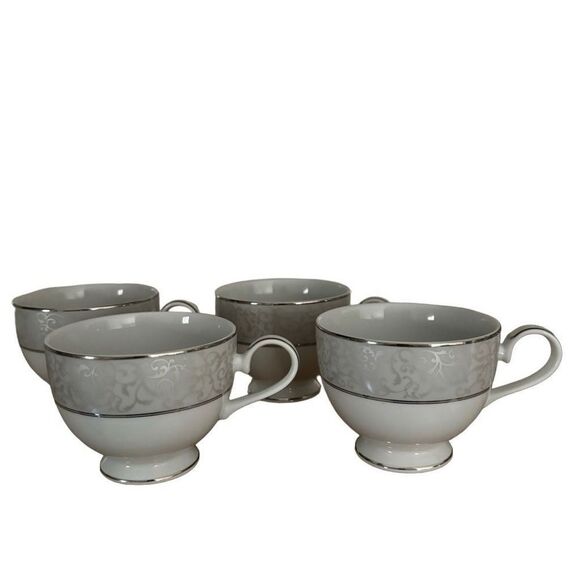 Mikasa Parchment Teacup Coffee Cup Set of 4 Fine China Serving Dining - Picture 1 of 6